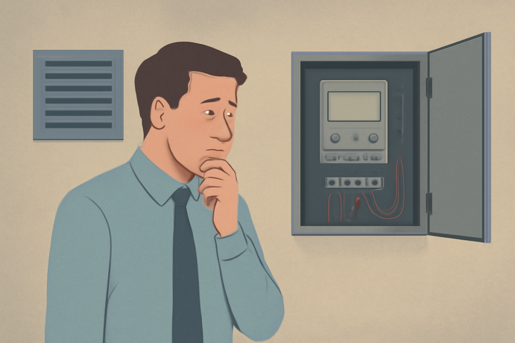 Editorial illustration showing a facilities team learning to operate a building energy management system effectively